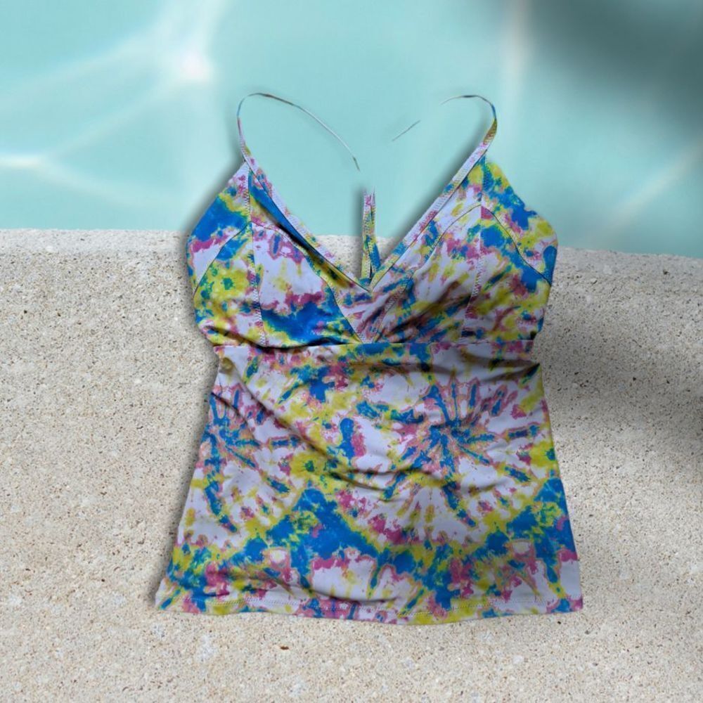 Jessica Simpson Tankini Top Spritz Multi Large - Picture 1 of 6